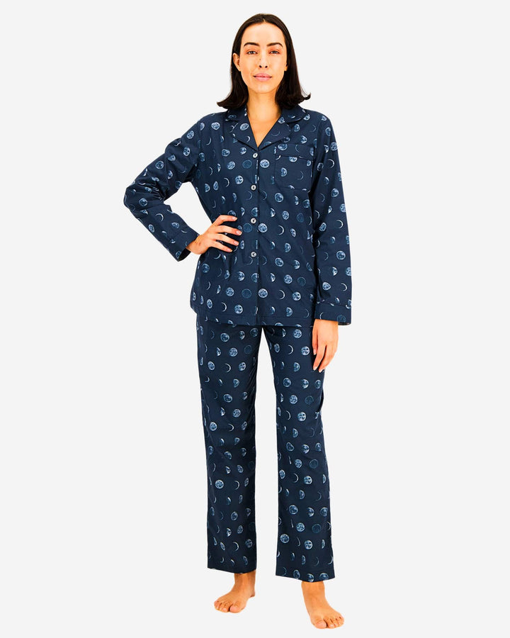 Womens cotton pyjamas set - Blue moons