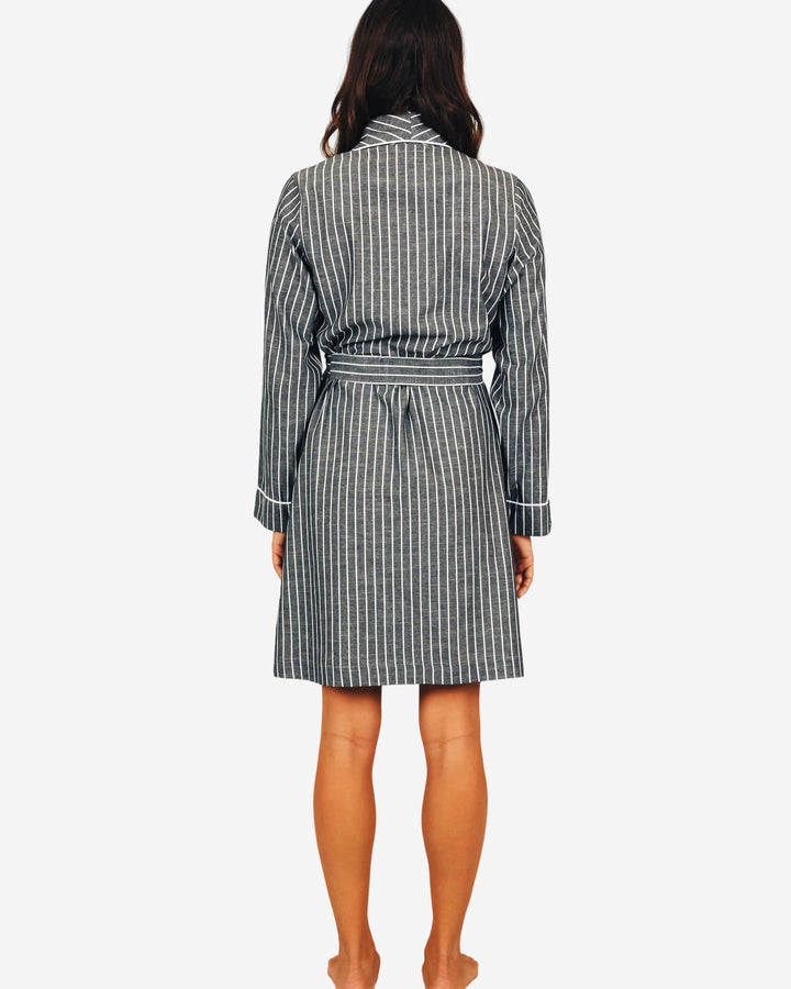 Black and white striped dressing gown for women