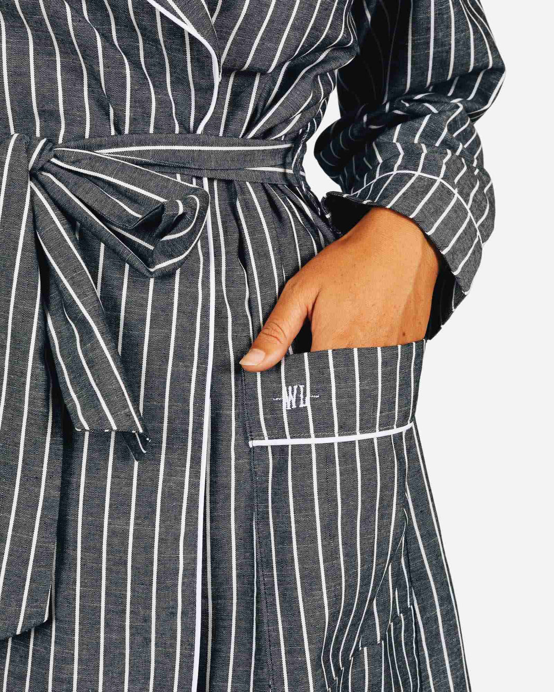 Women's Robe - Chambray Black Stripe | Woodstock Laundry US Women's Robe - Chambray Black Stripe | Woodstock Laundry US