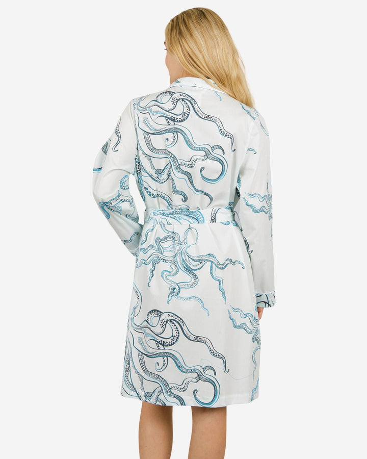 Womens dressing gown - Octopus Indigo