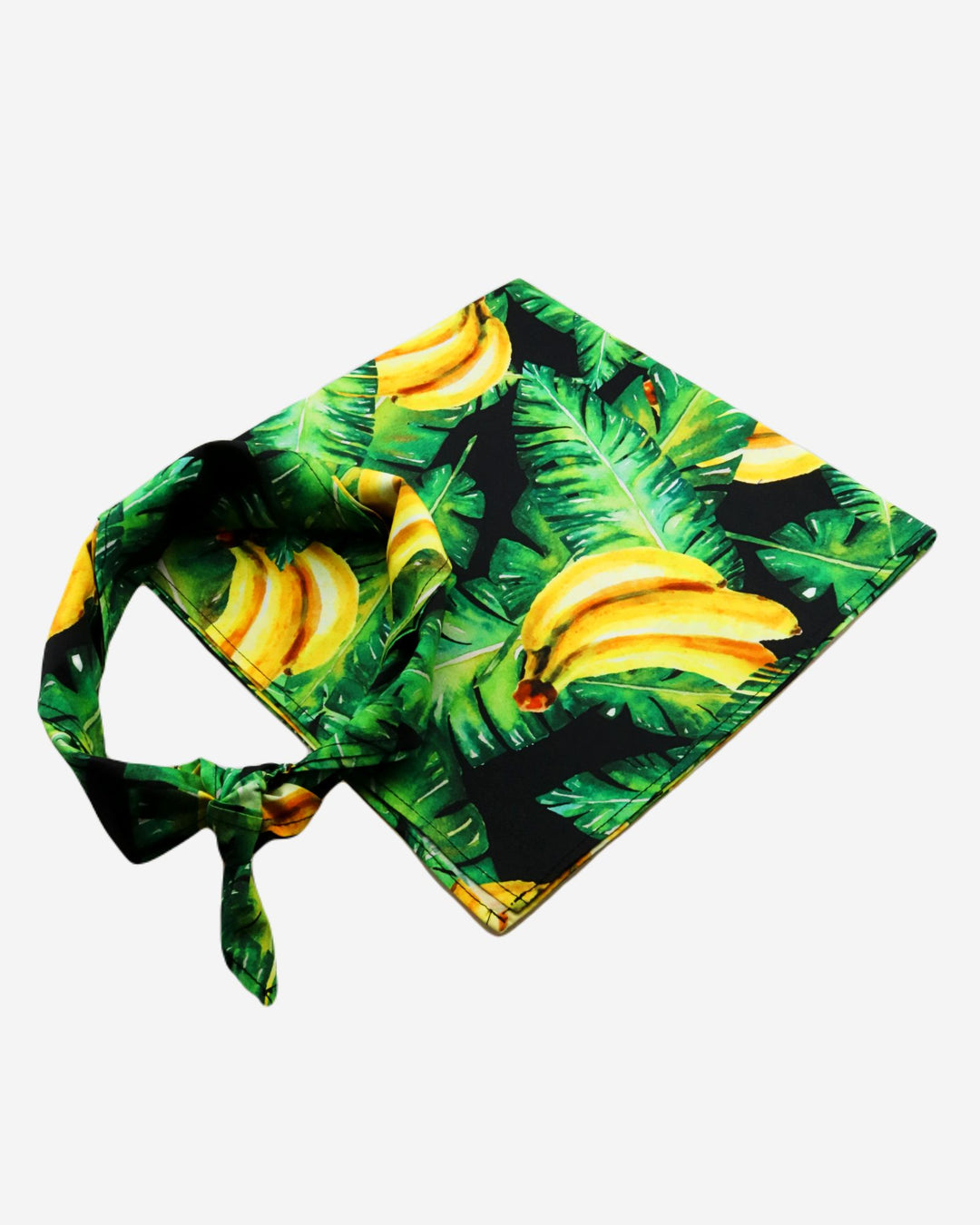 Green bandana with bananas on leaves