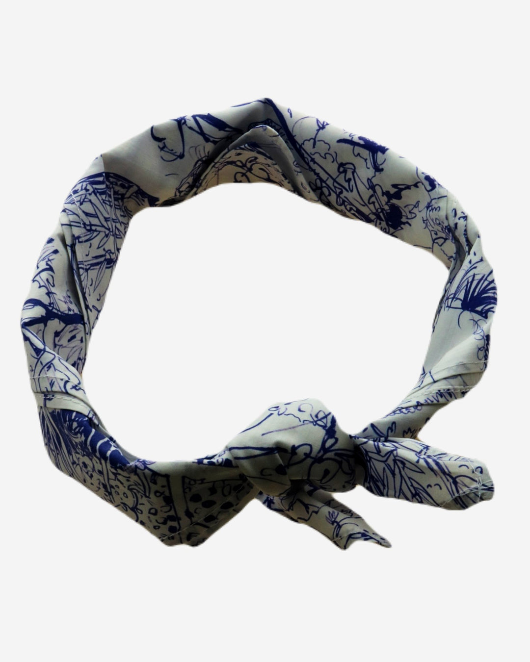 White bandana with blue Walter Battiss design