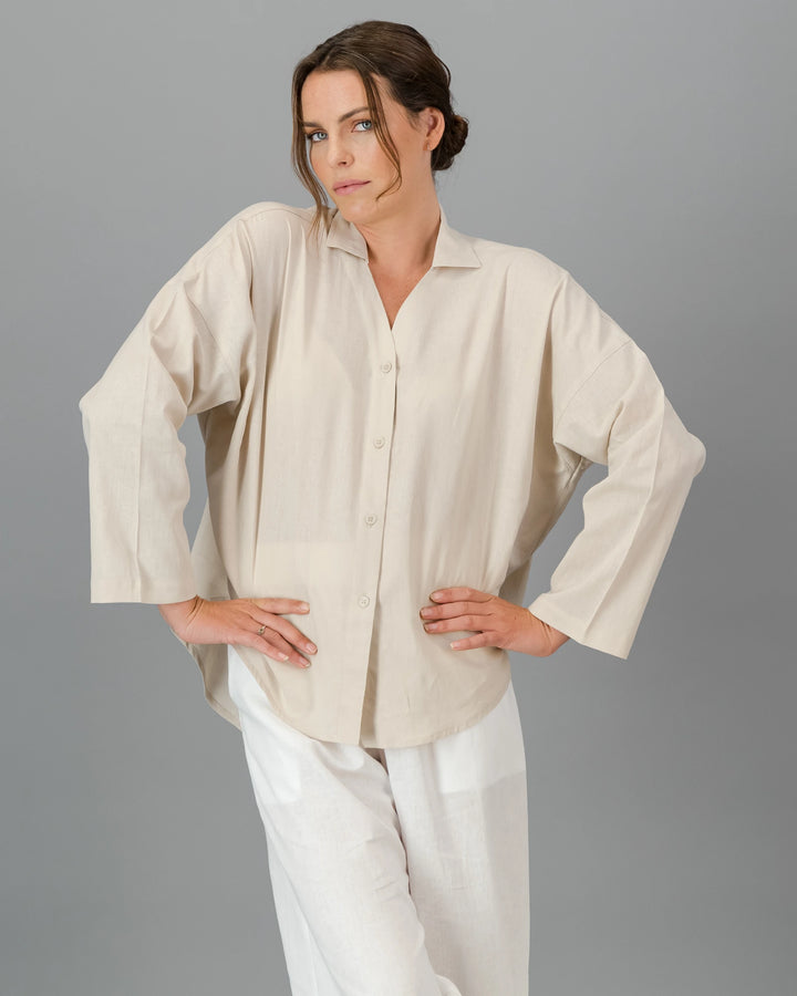 beige linen shirt womens