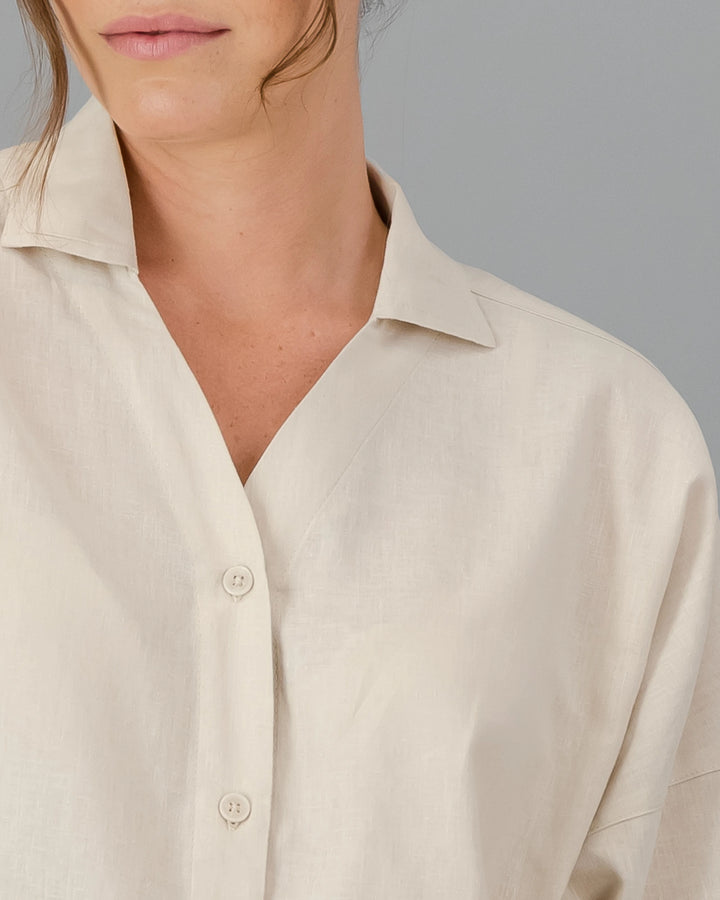 womens beige linen shirt