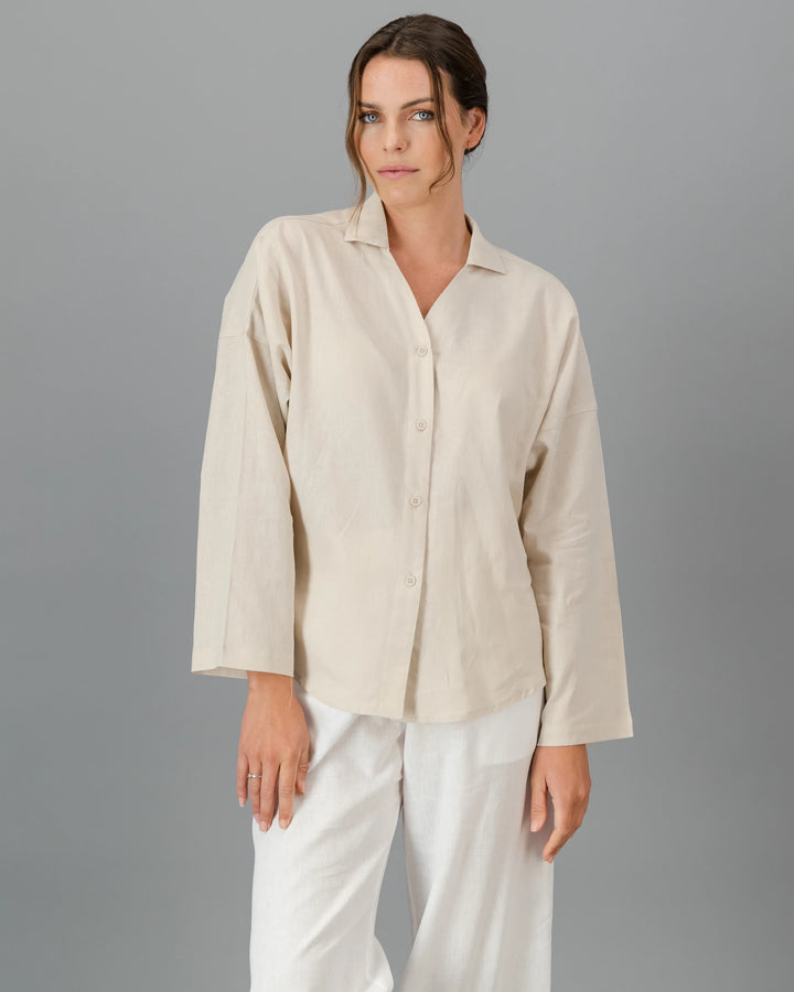 beige linen shirt womens