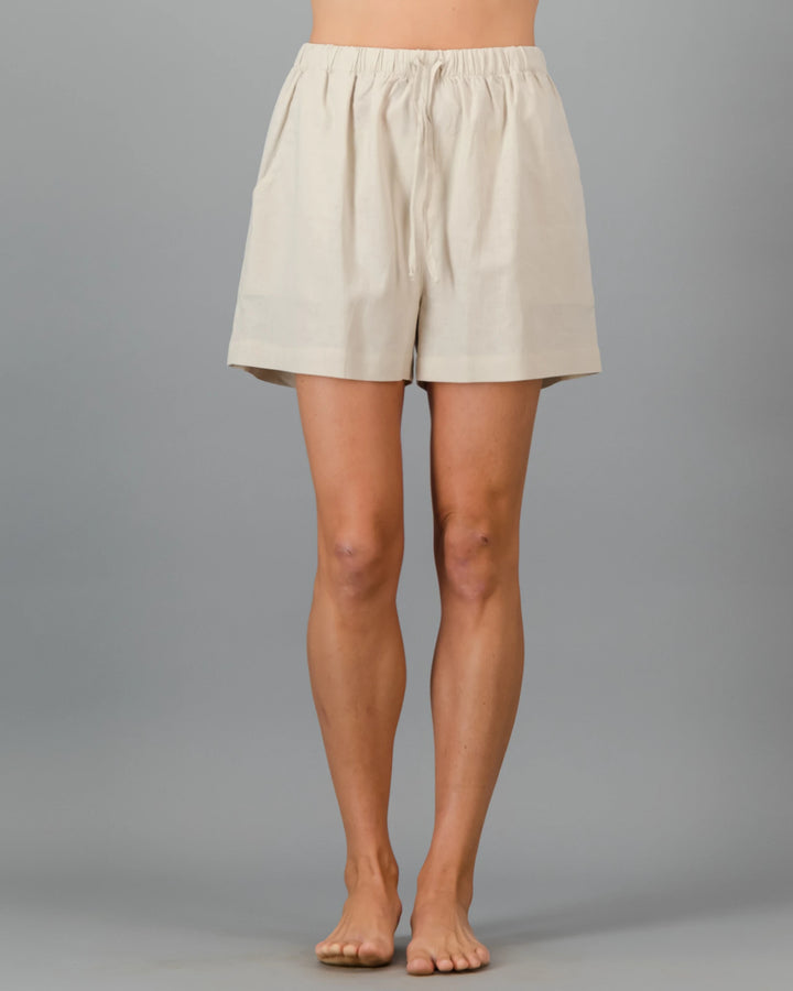 Beigen linen shorts womens