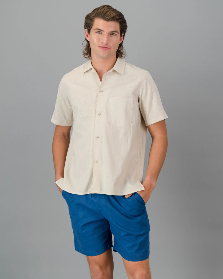 Mens blue linen shorts