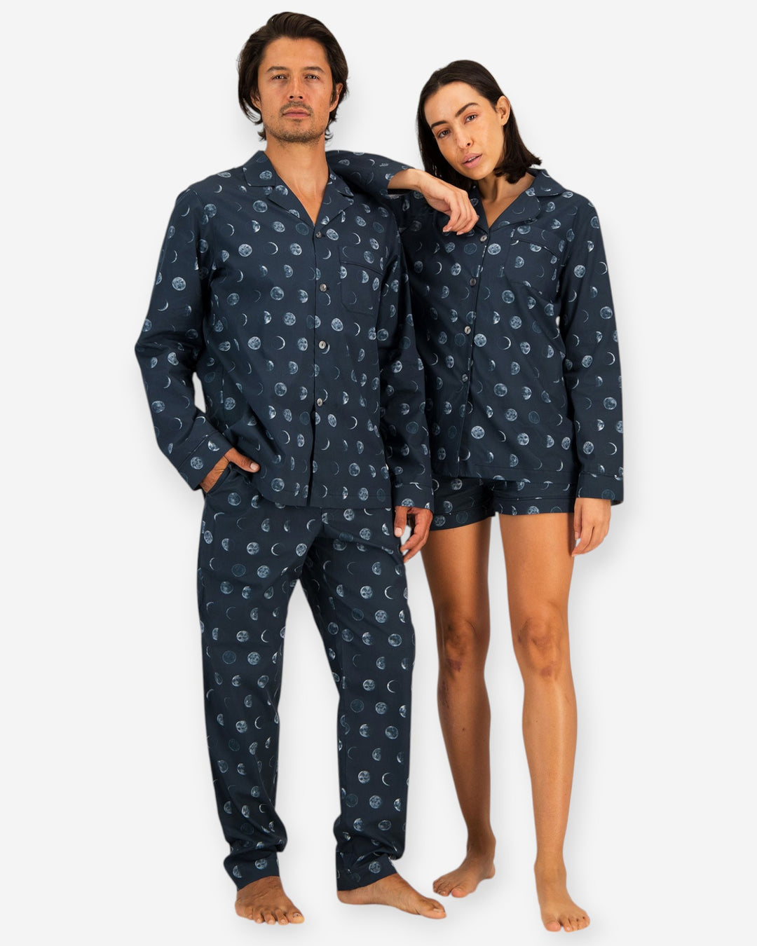 Blue short matching pyjamas moons