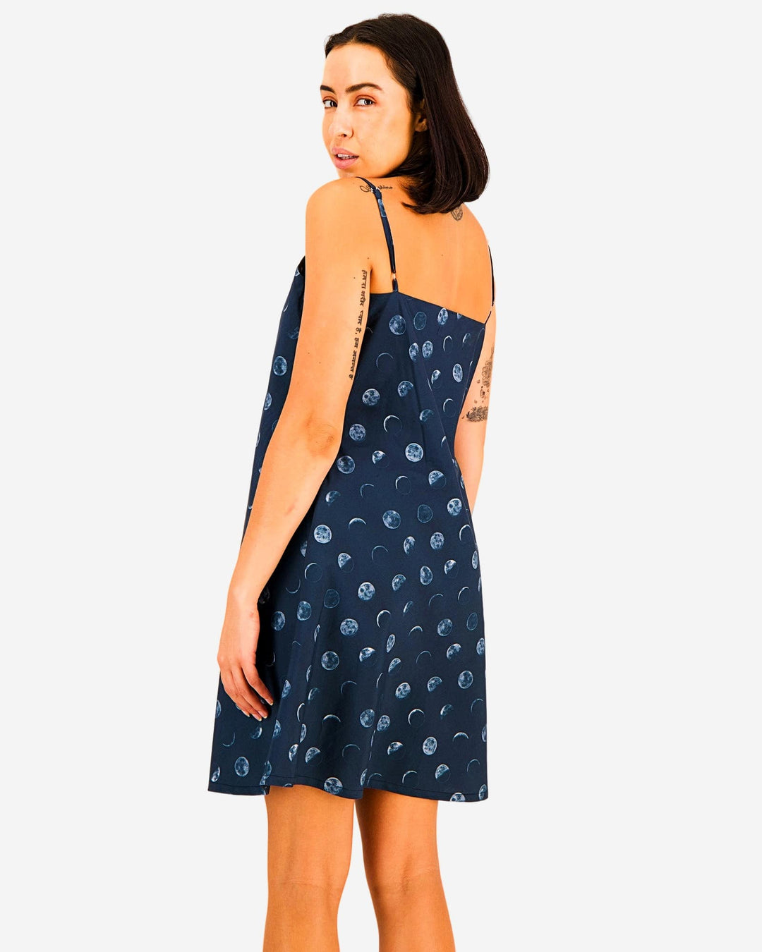 Blue nightie moon phases from side