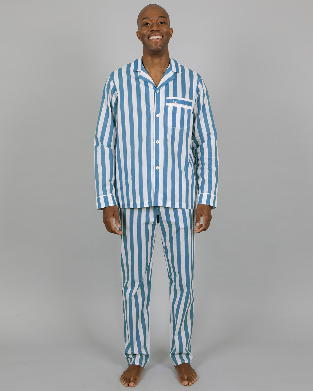 Blue and white striped pyjamas