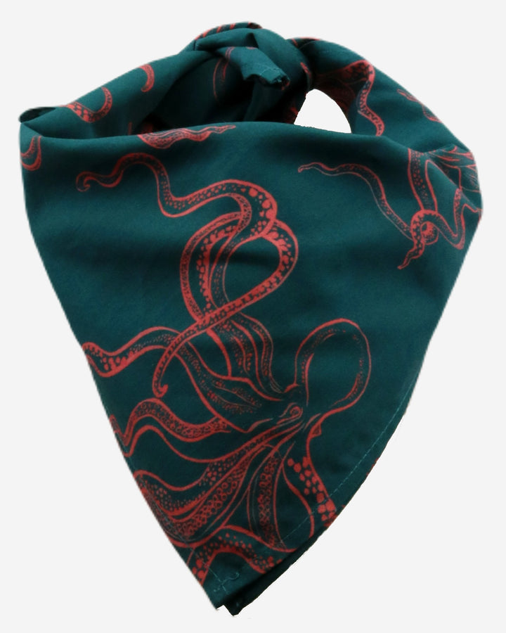 Green bandana with pink octopuses