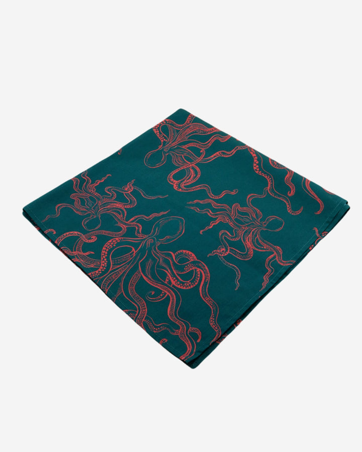 Green bandana with pink octopuses