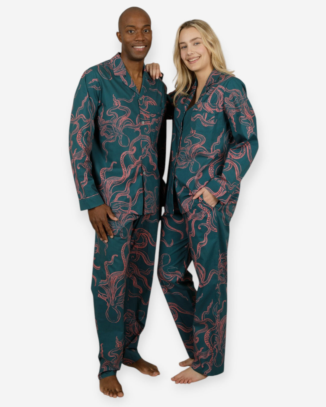 Green matching pjs for couples
