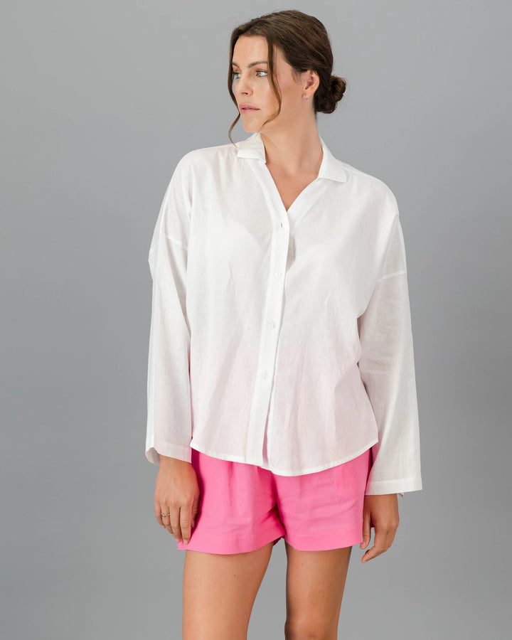 Ladies white linen blouse