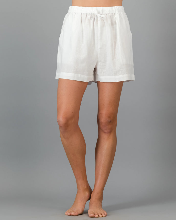 Linen shorts white womens