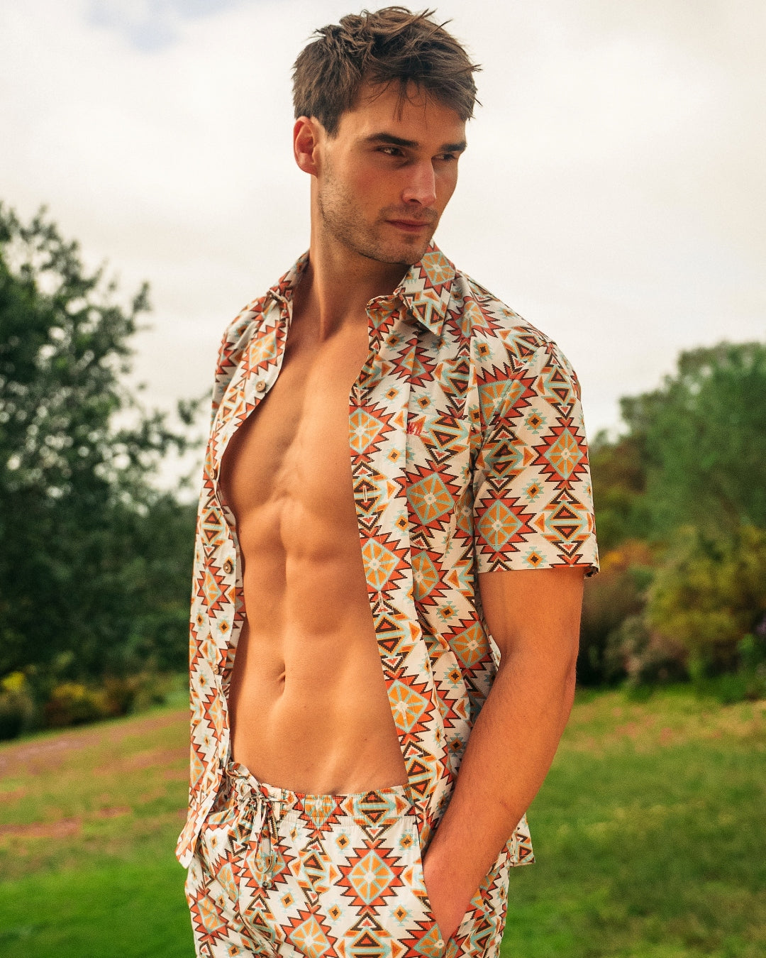 Herren-Sommerhemd – Aztec
