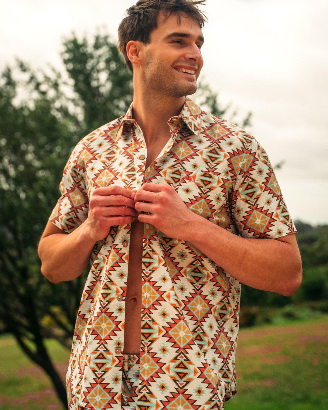 Herren-Sommerhemd – Aztec