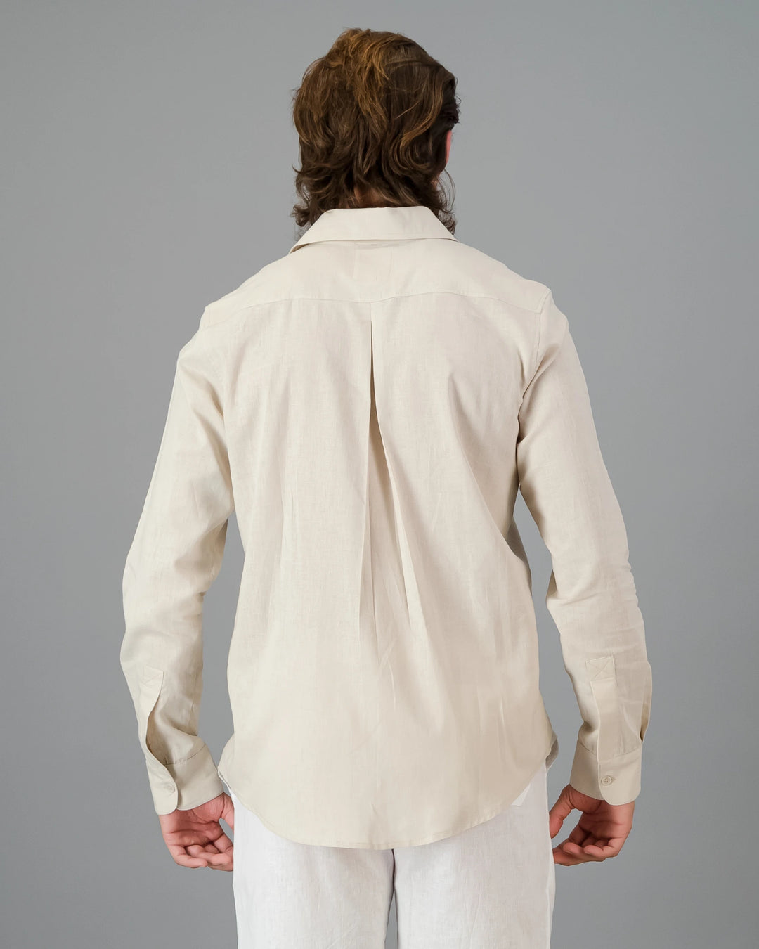 Men's Beige Linen Shirt - Long Sleeve | Woodstock Laundry US Men's Beige Linen Shirt - Long Sleeve | Woodstock Laundry US