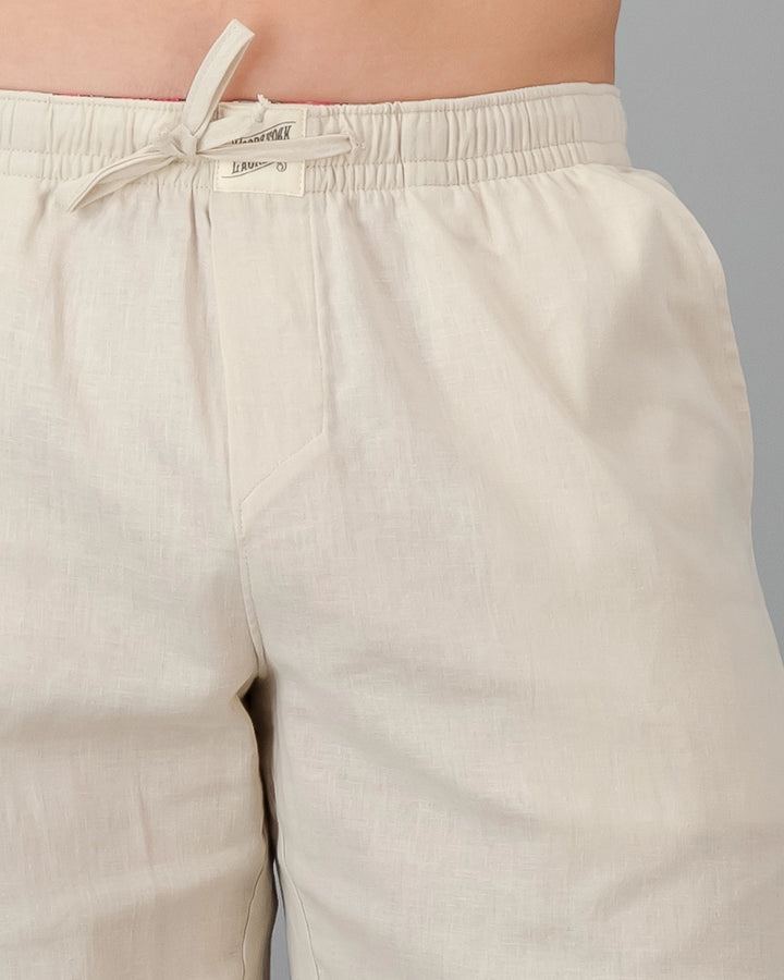 Mens beige linen shorts