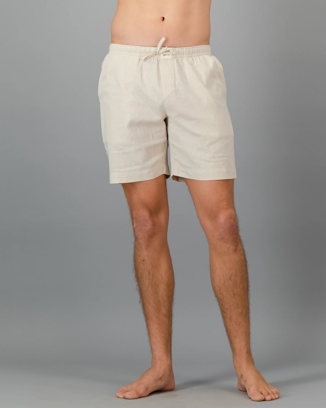 Mens beige linen shorts