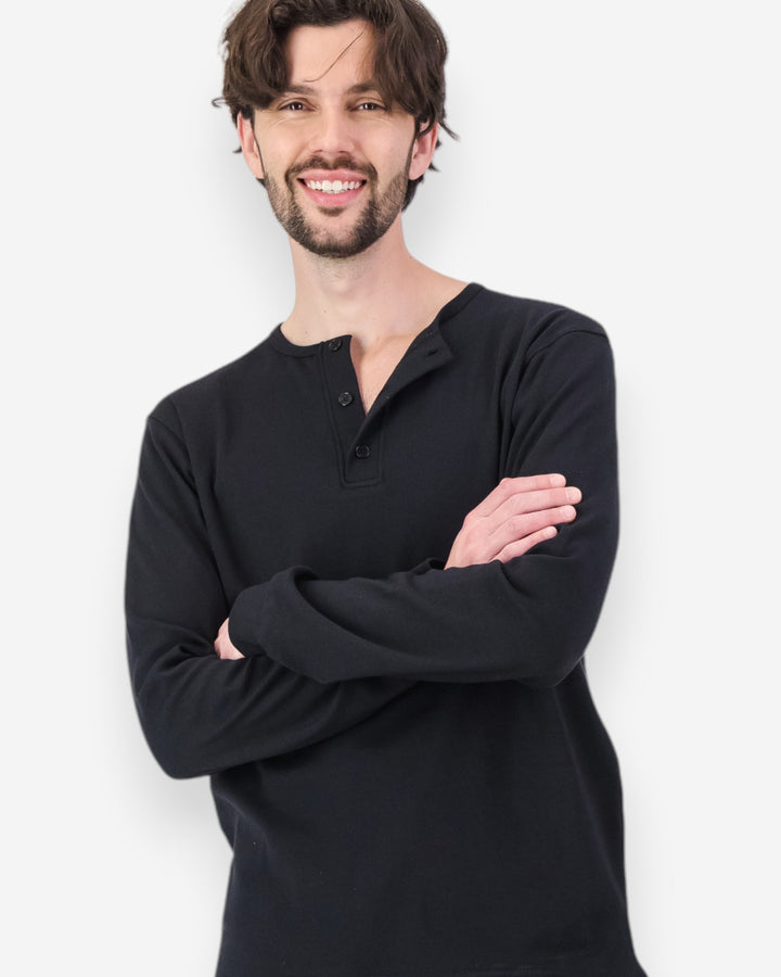 Mens black henley shirt