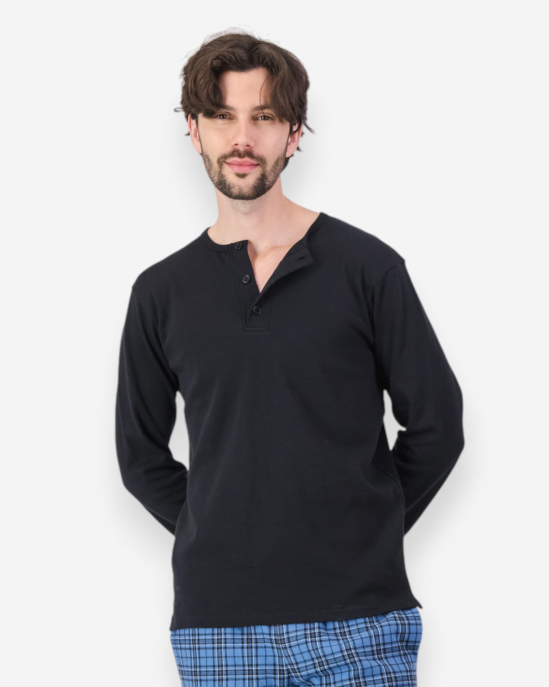 Mens black henley shirt