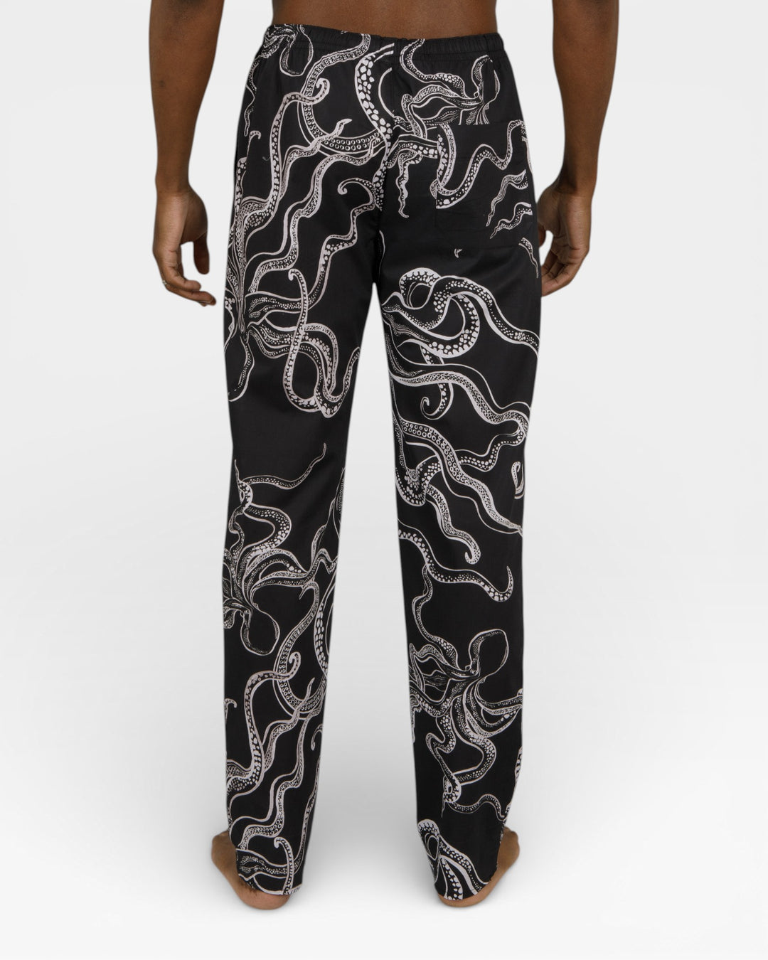 Mens thin black lounge pants with a relaxed fit.