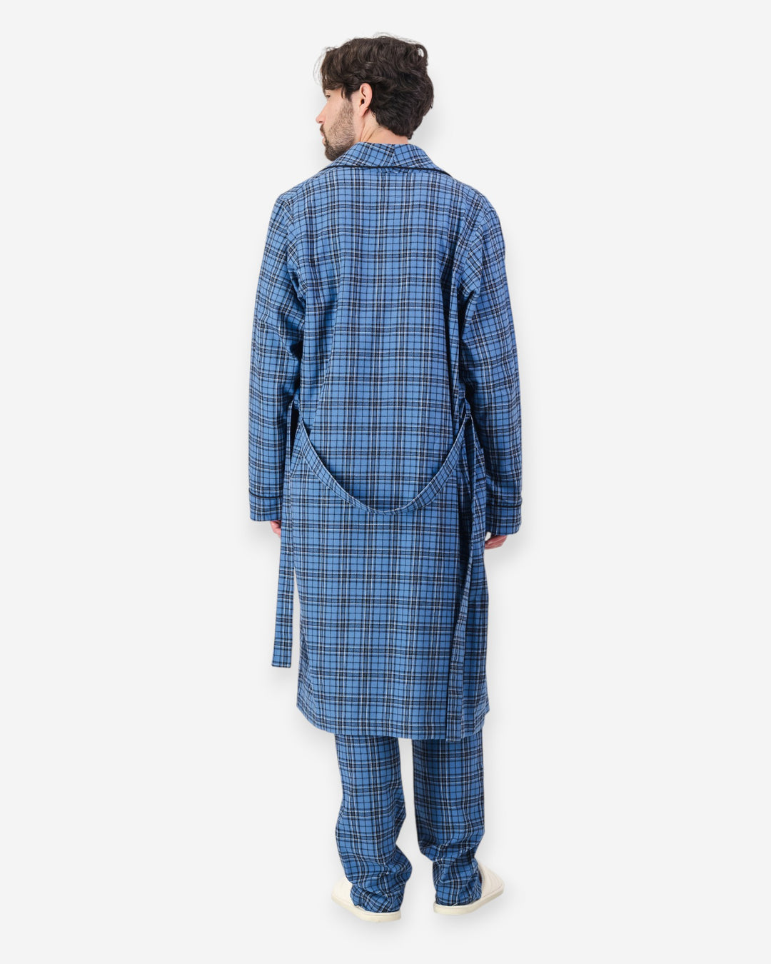 Men's Flannel Dressing Gown - Camden Blue