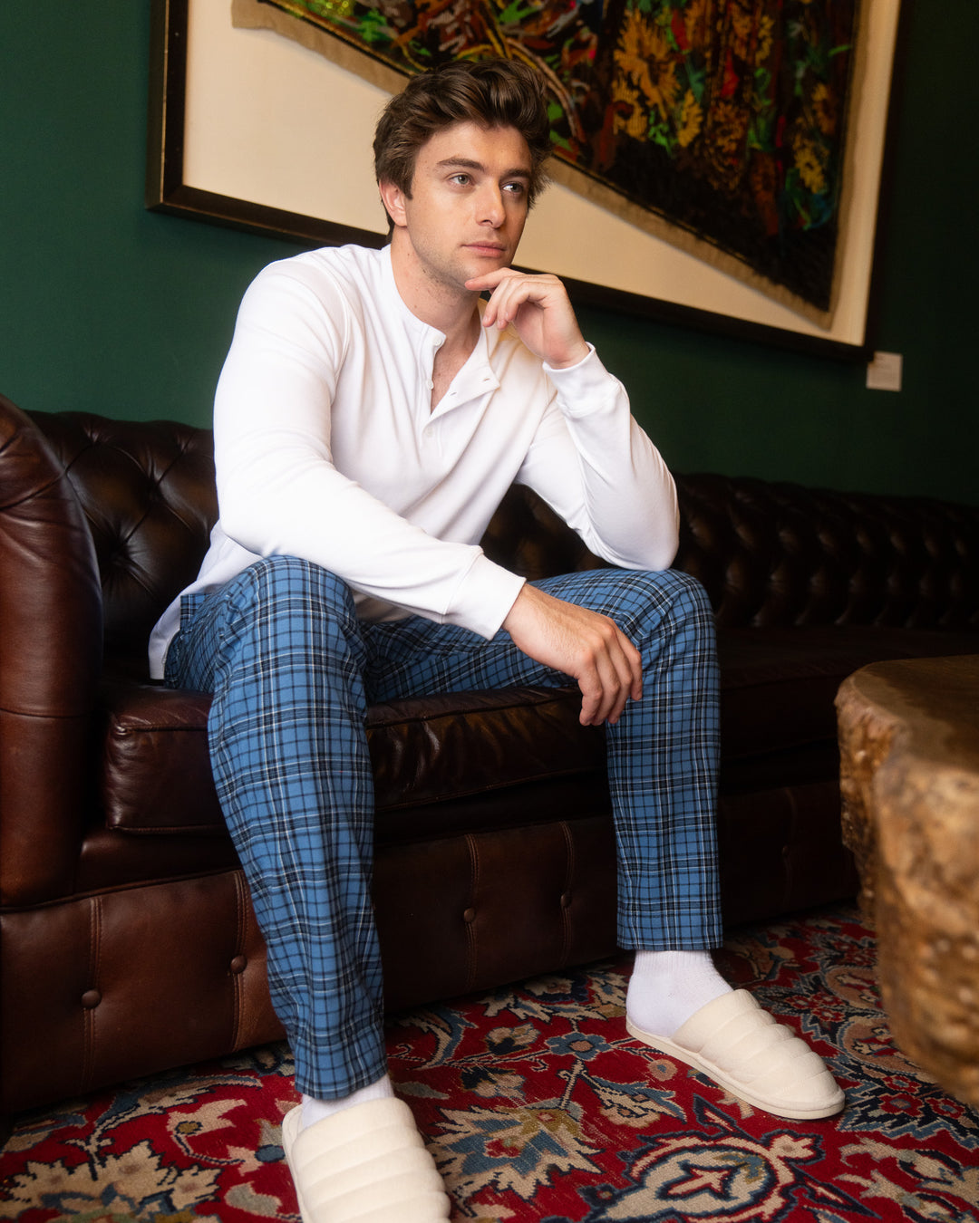 Flanellbyxor Herr - Camden Blue