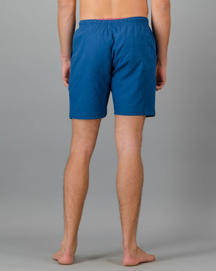 Mens blue linen shorts