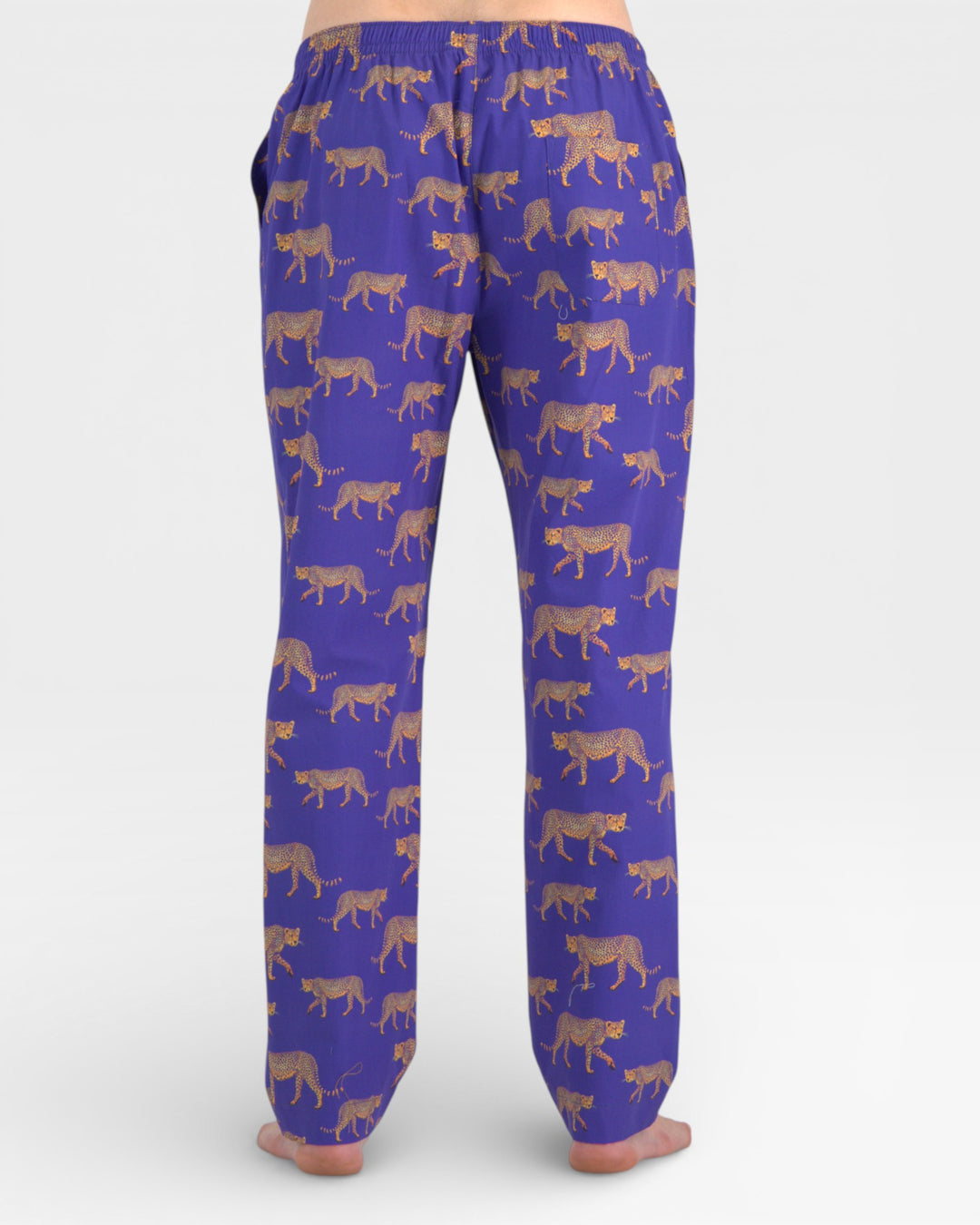 Mens blue pyjamas with yellow cheetahs