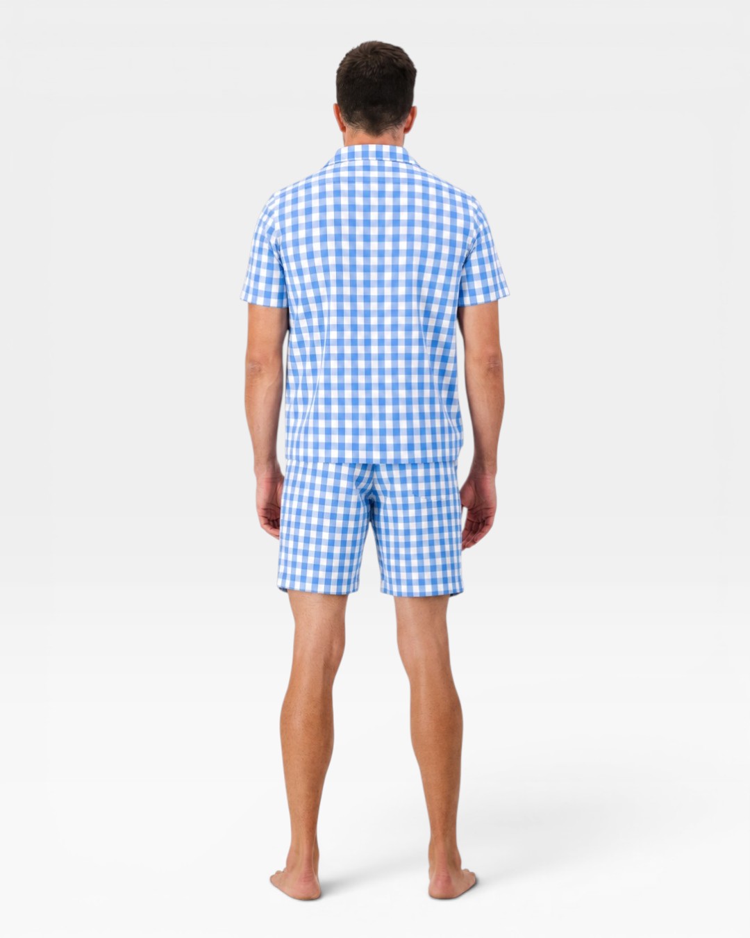 Men's short pyjamas – Blue Gingham