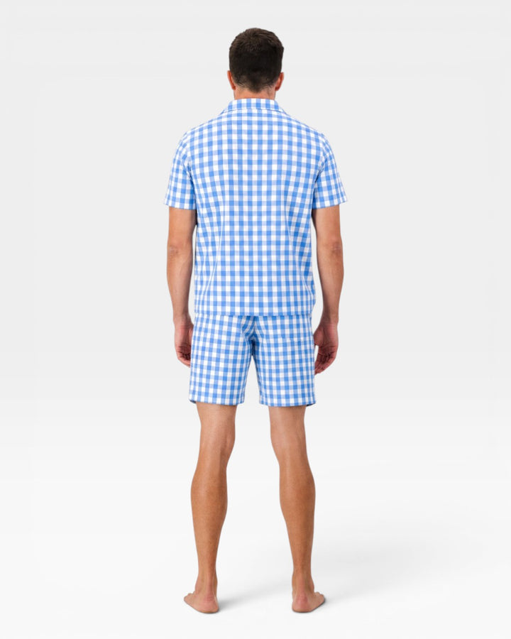 Men's short pyjamas – Blue Gingham