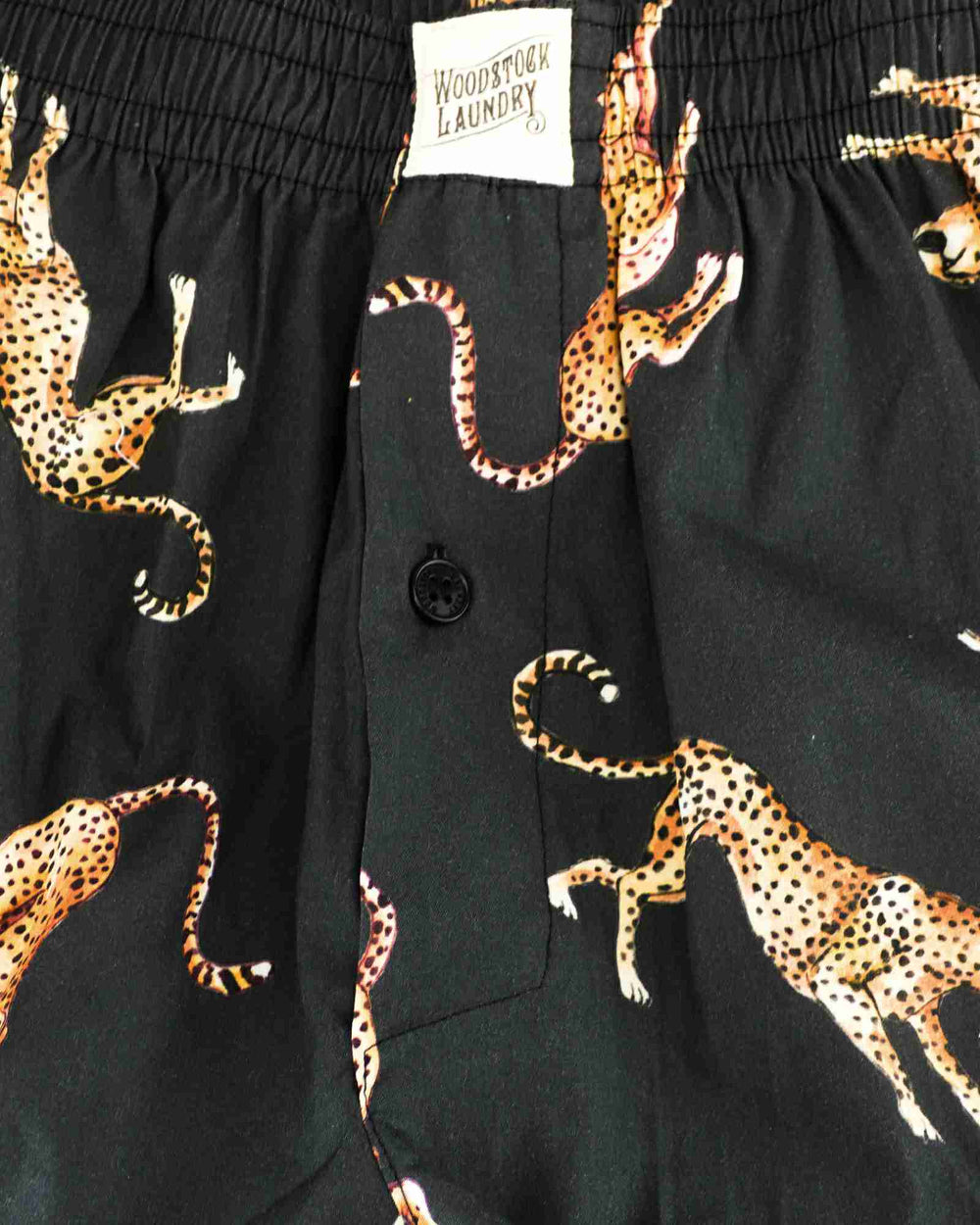 Mens black boxer shorts - jumping cheetah