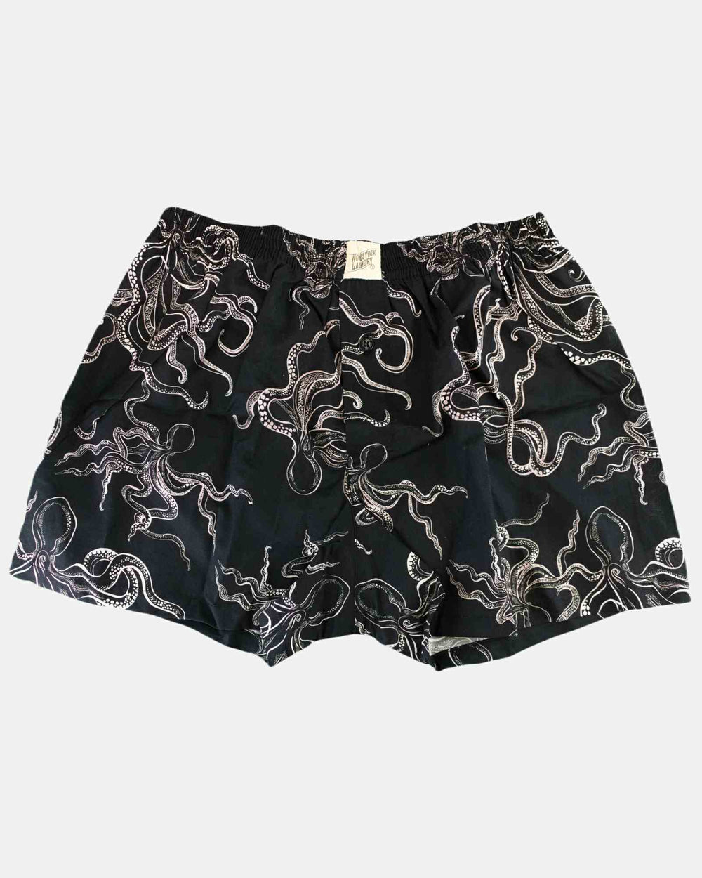 Black mens boxers with white octopuses