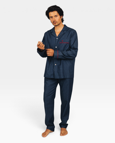Mens dark blue denim pyjama set