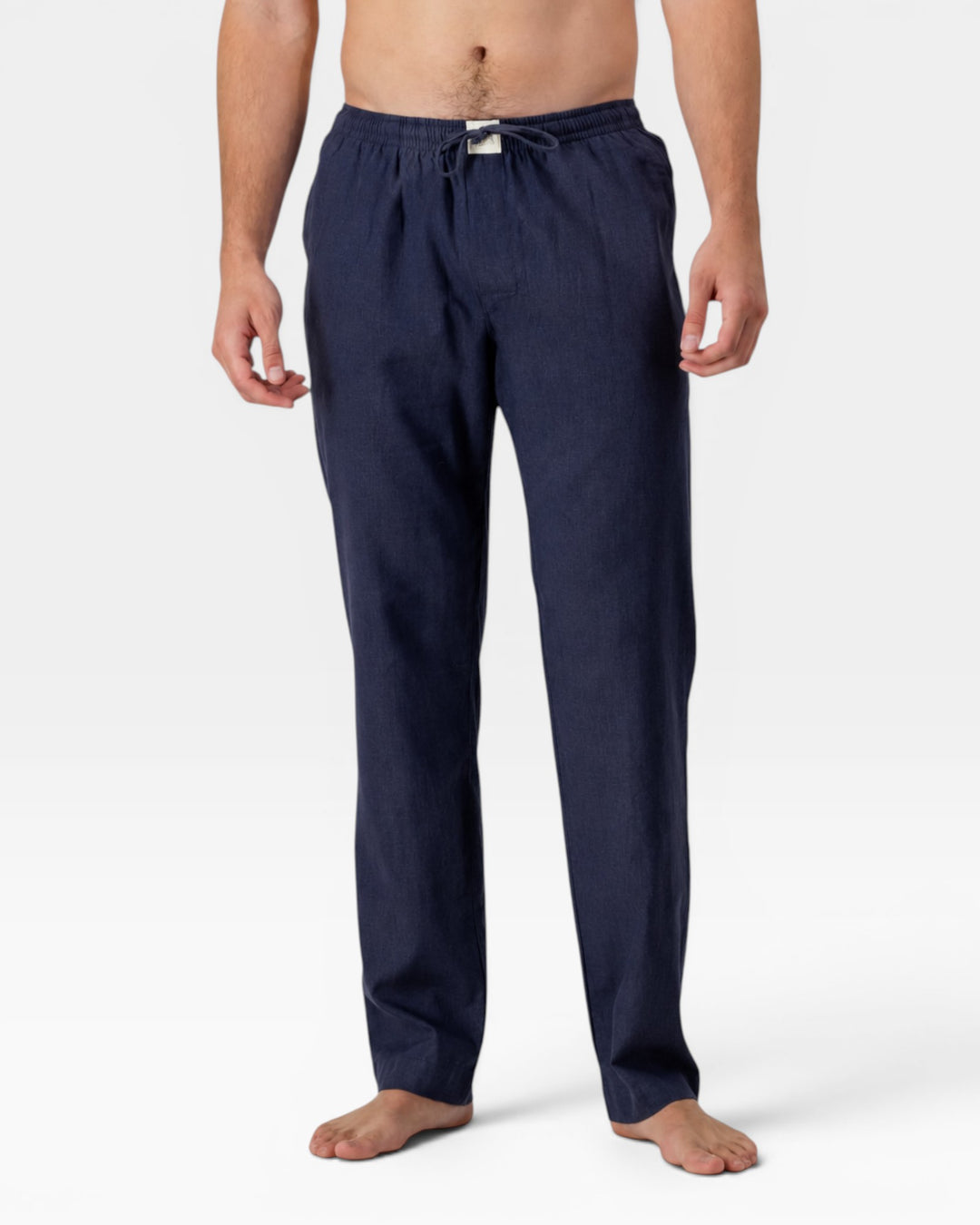 Mens dark blue linen pants front