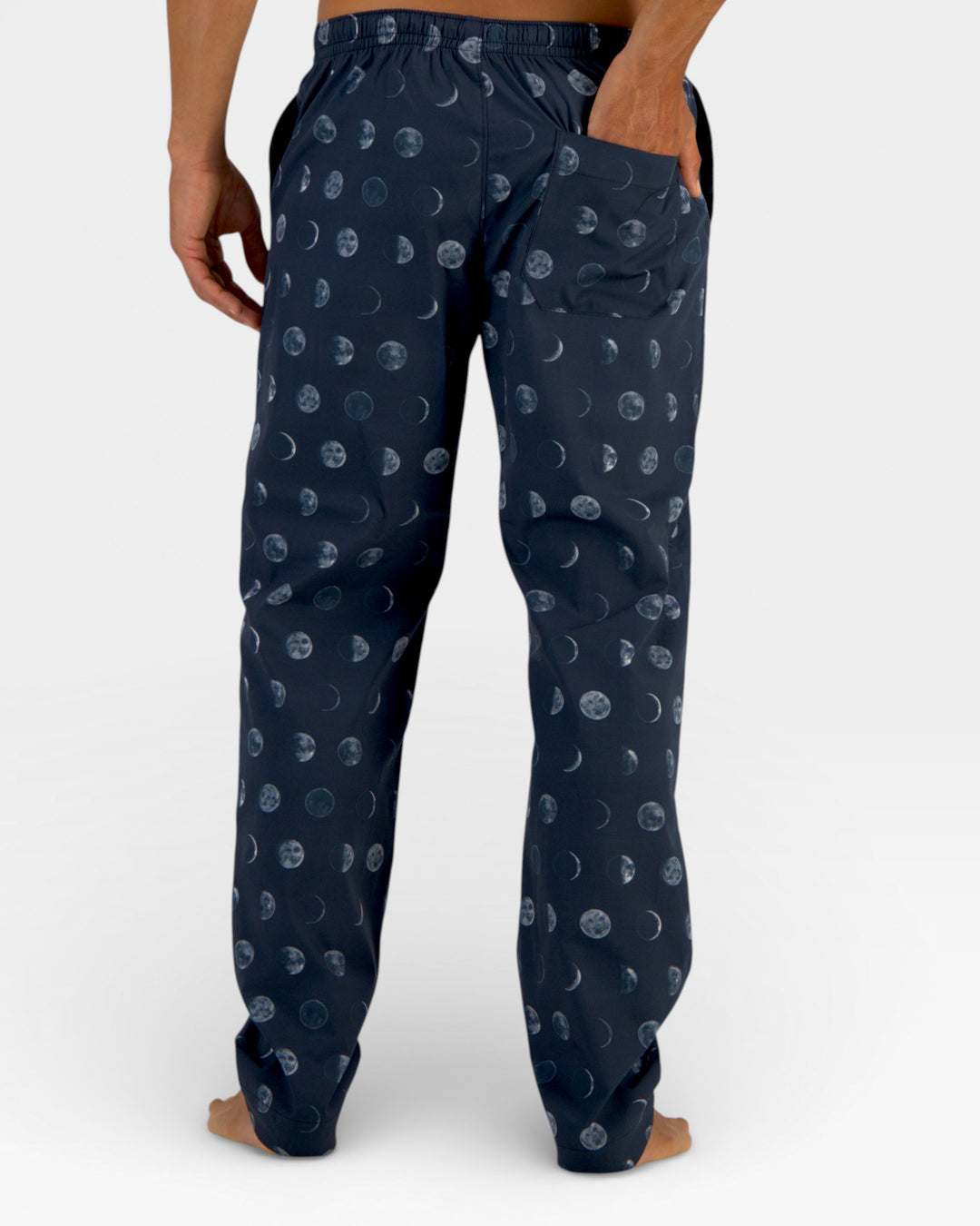 Mens deep blue pyjamas with moon phases
