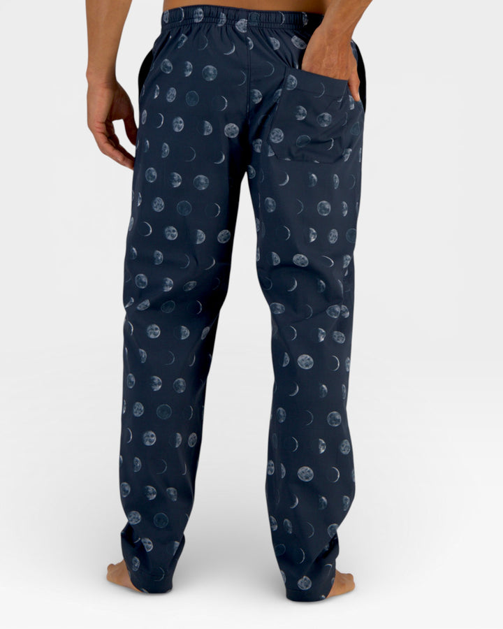 Mens deep blue pyjamas with moon phases