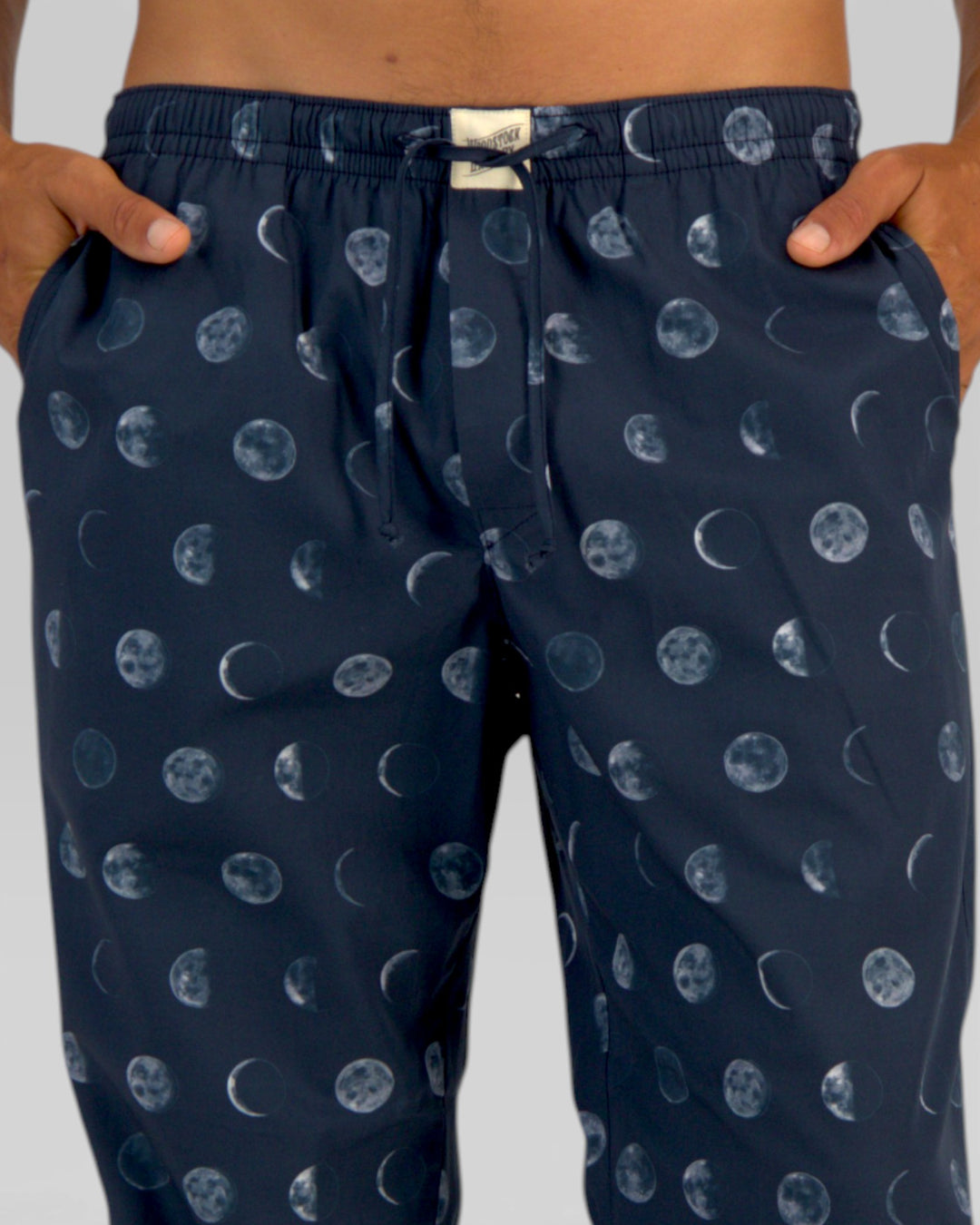Mens deep blue pyjamas with moon phases