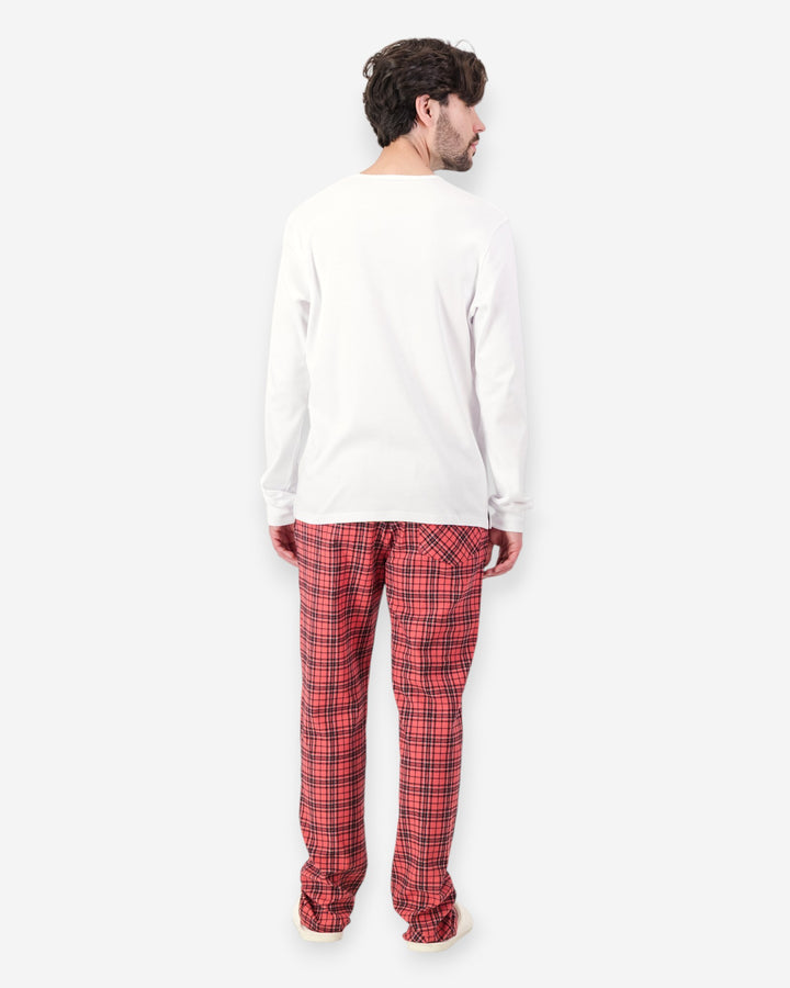 Men's Flannel Pyjama Set - Camden Red & White