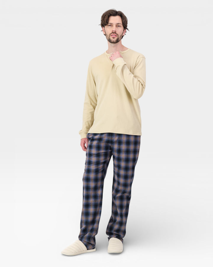 Men's Flannel Pyjama Set - Yorke Navy & Stone