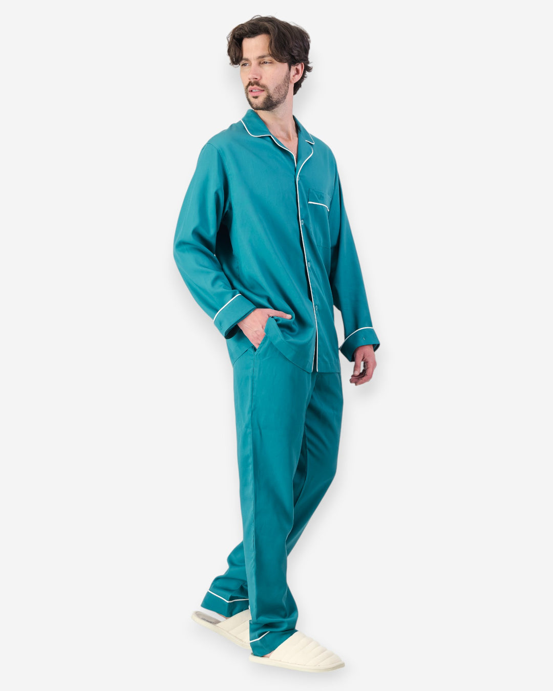 Mens green pyjamas tencel