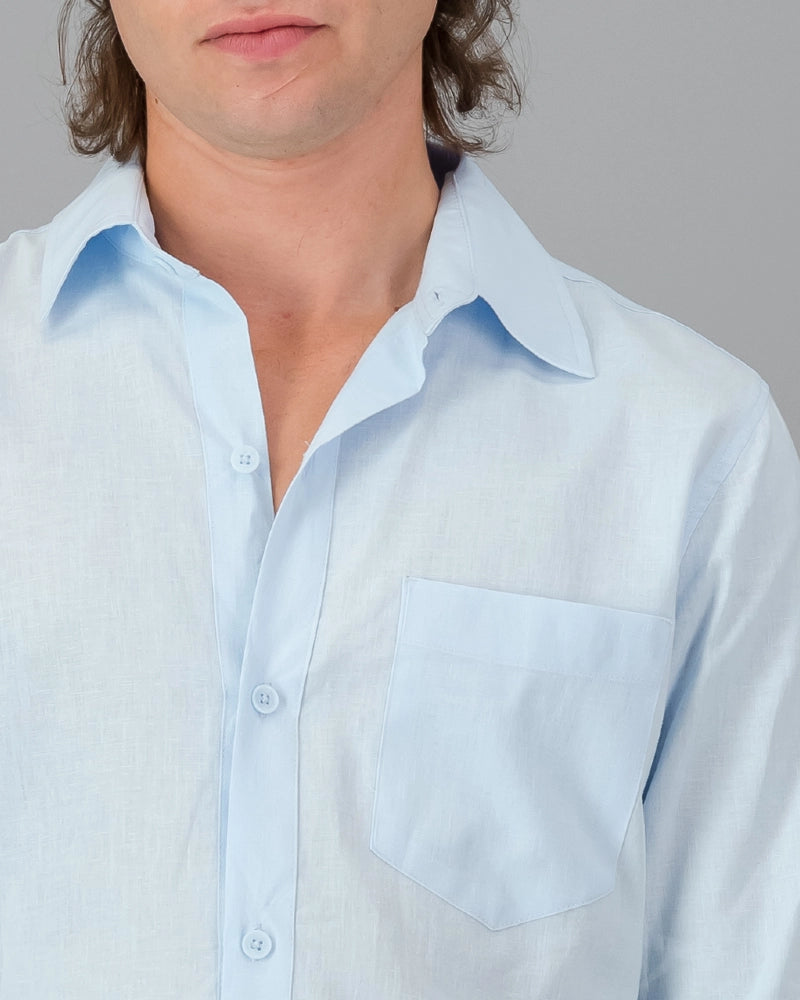 Mens light blue linen shirt