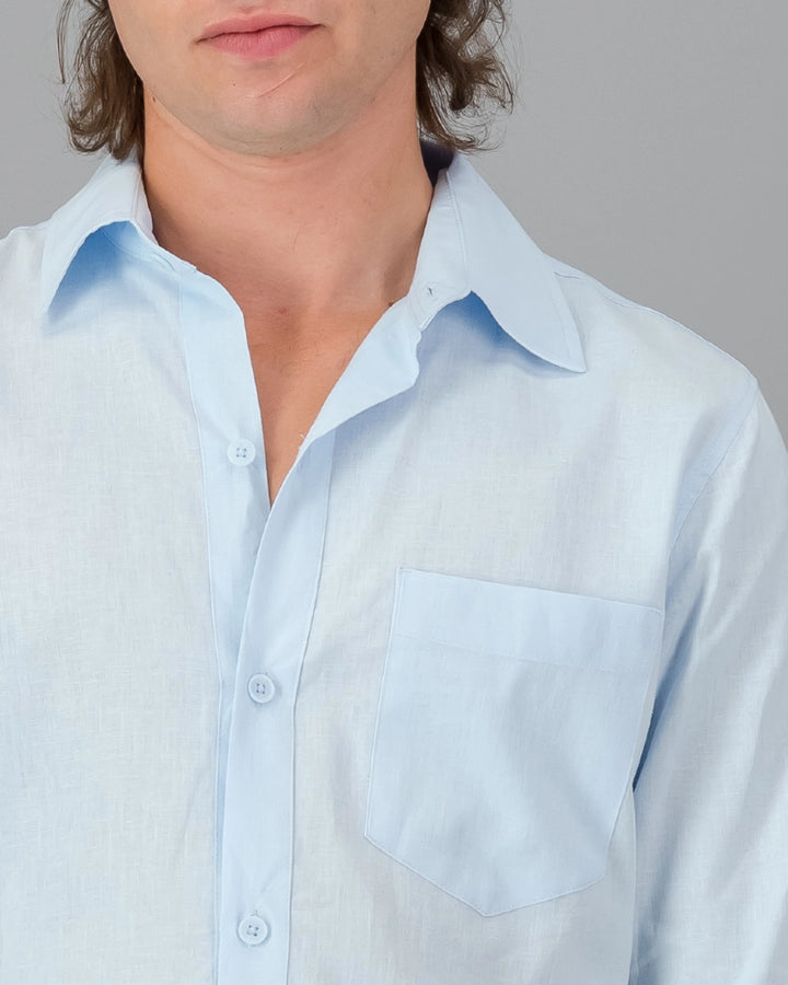 Mens light blue linen shirt