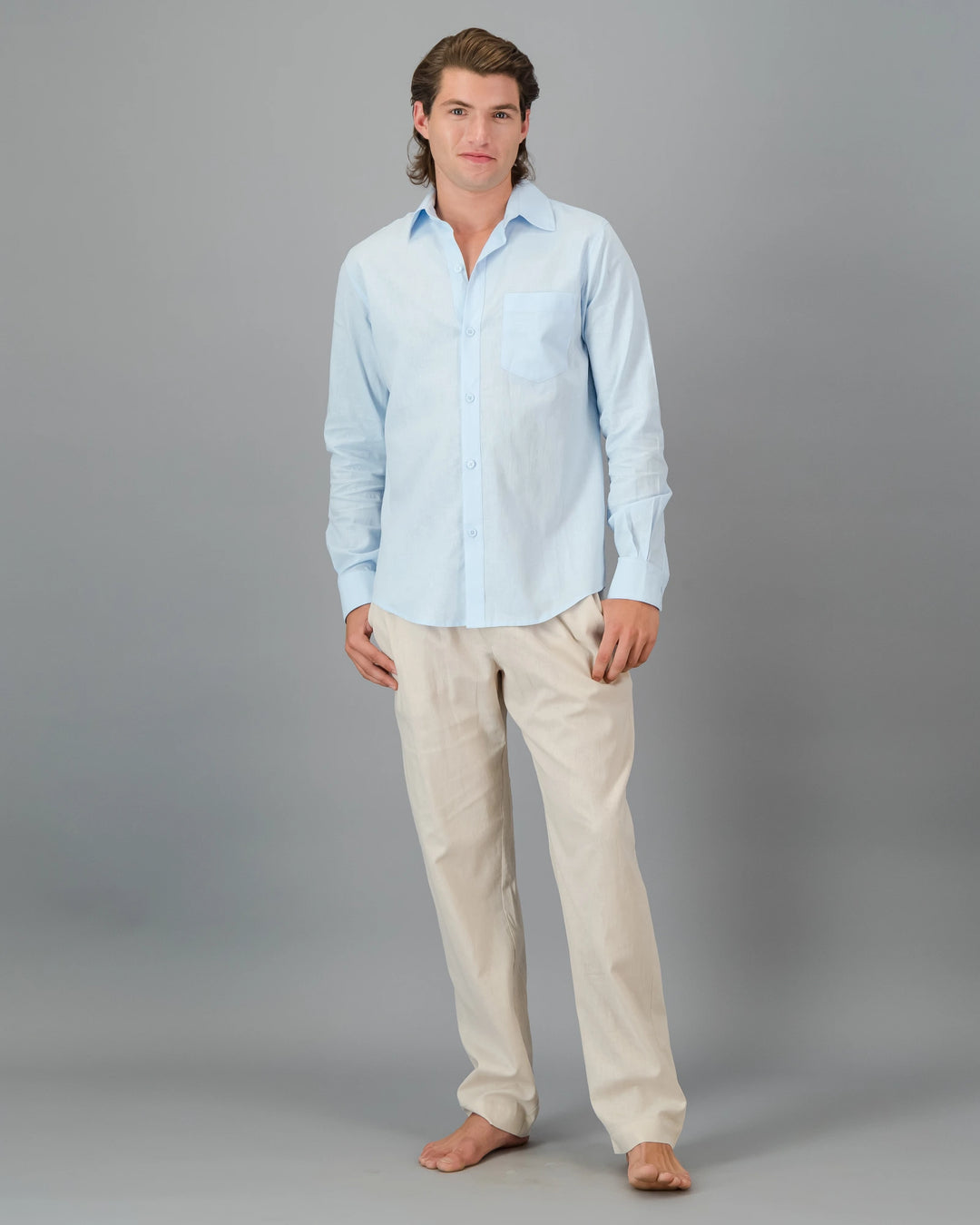 Mens light blue linen shirt