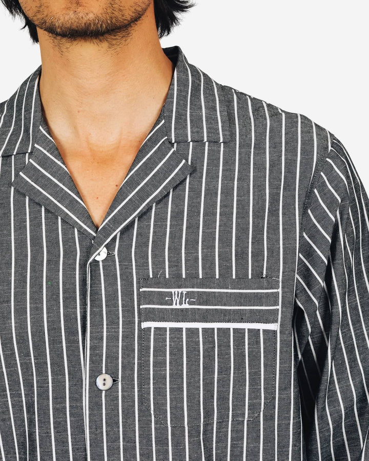 Mens pyjamas set with black and white stripes