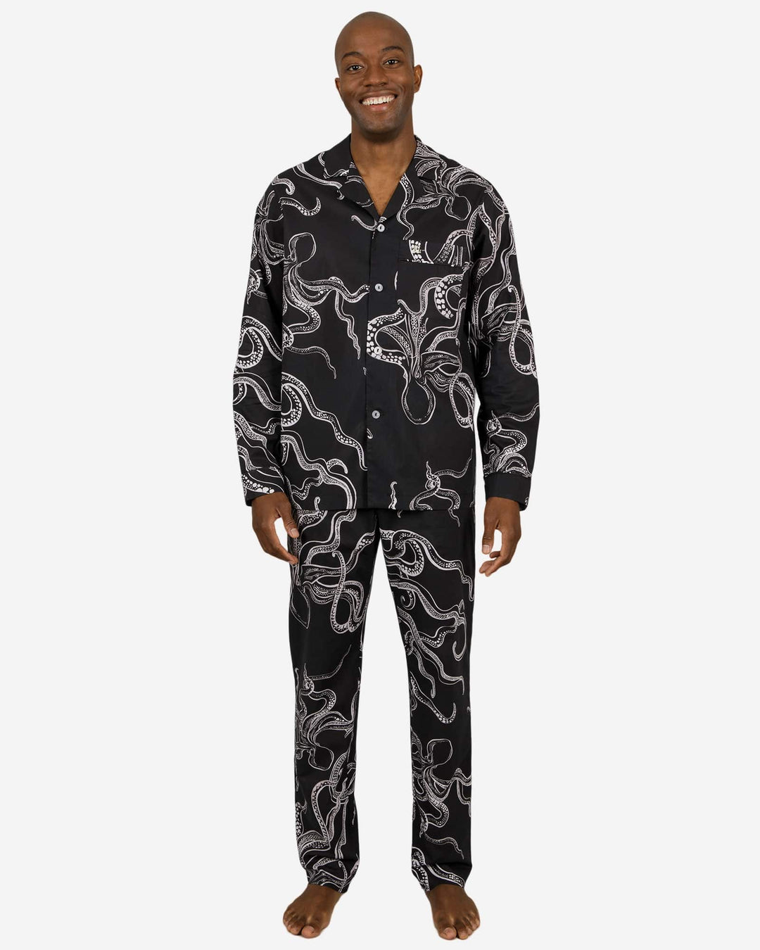 Mens black pyjamas with octopuses