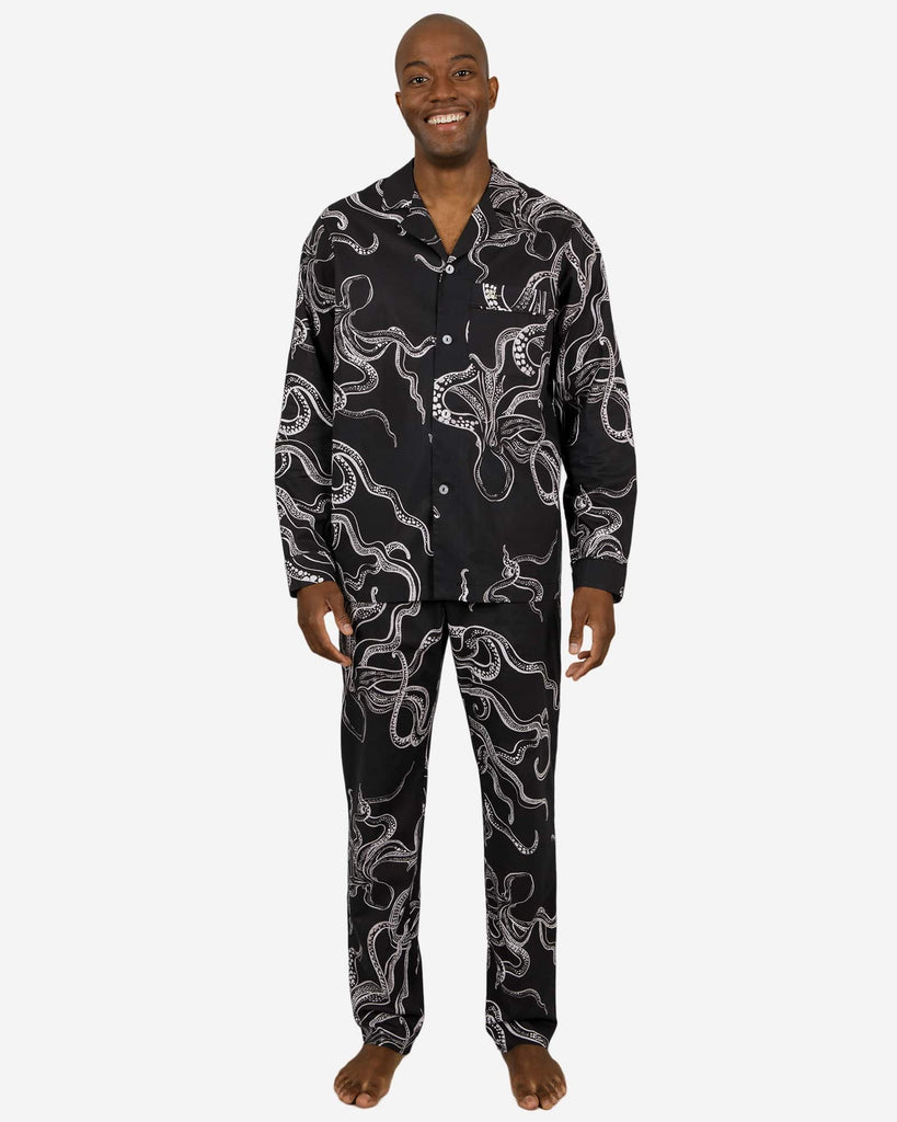 Men s Black Pyjamas Set Octopus Black Woodstock Laundry EU