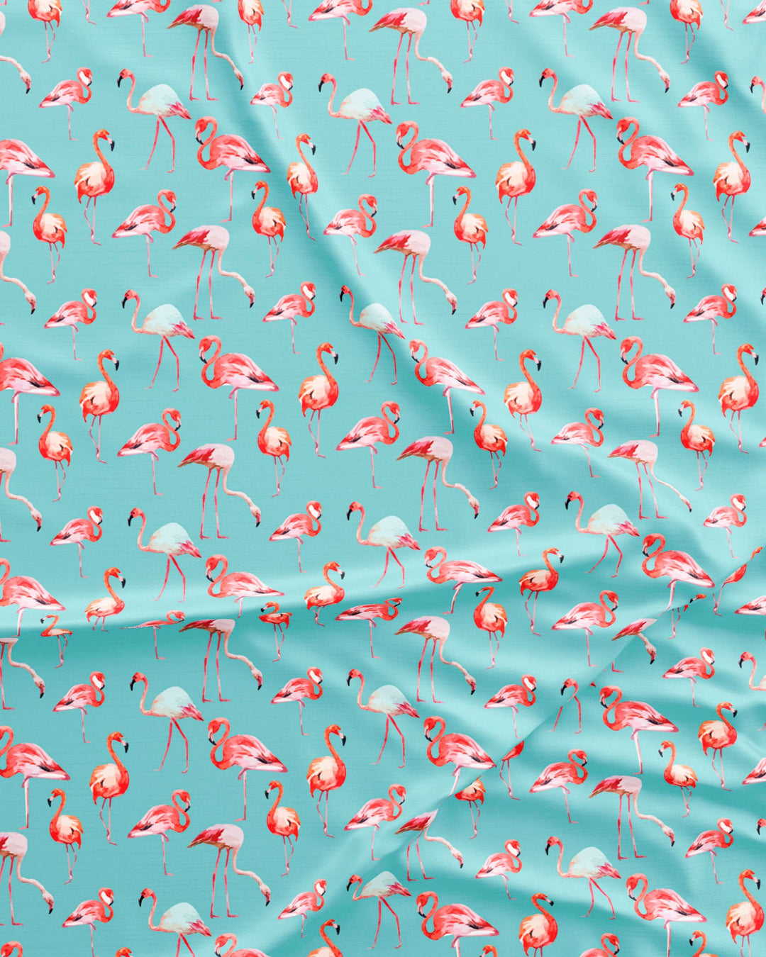Mens lounge shorts with flamingos on a blue background